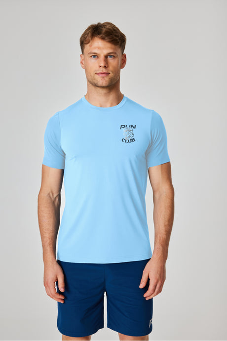 Run Club Graphic T-Shirt - Sky Blue / Navy / Reflective