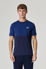 Summit Panelled T - Shirt - Dark Navy / Navy / Electric Lime - Reprimo