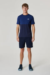 Summit Panelled T - Shirt - Dark Navy / Navy / Electric Lime - Reprimo